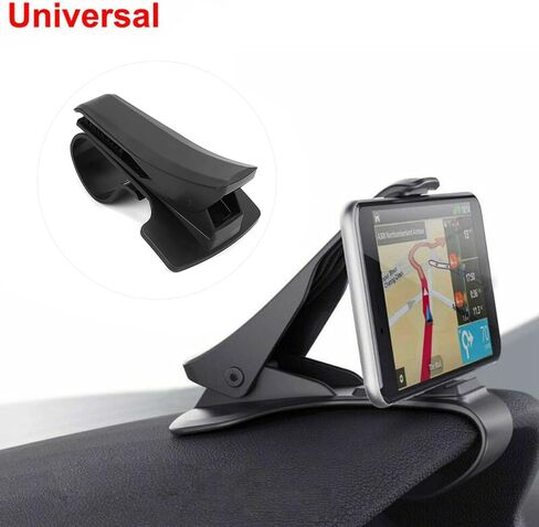 Dashboard Phone Mount Clamp, Universal POM and Silicone Non Skid Car Phone Stand, Adjustable Mobile Phone Holder Clip for 3-6.5in MP4 PDA, Black in Saudi Arabia