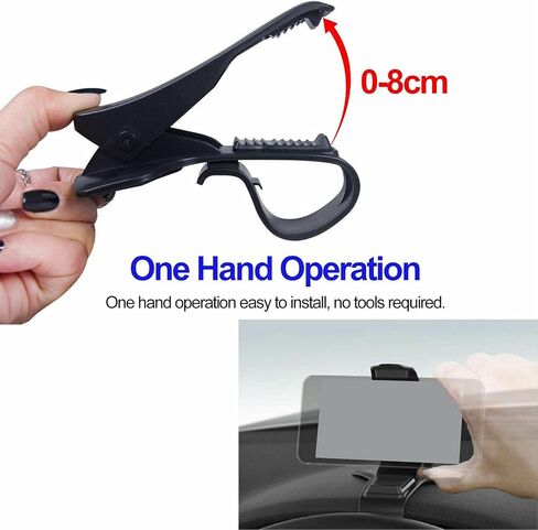 Dashboard Phone Mount Clamp, Universal POM and Silicone Non Skid Car Phone Stand, Adjustable Mobile Phone Holder Clip for 3-6.5in MP4 PDA, Black in Saudi Arabia