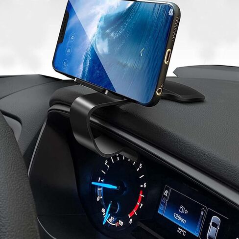 Dashboard Phone Mount Clamp, Universal POM and Silicone Non Skid Car Phone Stand, Adjustable Mobile Phone Holder Clip for 3-6.5in MP4 PDA, Black in Saudi Arabia