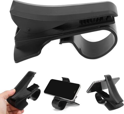 Dashboard Phone Mount Clamp, Universal POM and Silicone Non Skid Car Phone Stand, Adjustable Mobile Phone Holder Clip for 3-6.5in MP4 PDA, Black in Saudi Arabia