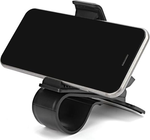 Dashboard Phone Mount Clamp, Universal POM and Silicone Non Skid Car Phone Stand, Adjustable Mobile Phone Holder Clip for 3-6.5in MP4 PDA, Black in Saudi Arabia