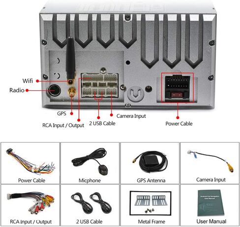 Ezonetronics Android Car Radio Double Din Navigation Bluetooth 2G&16G Touch Screen Car Multimedia Radio Support Mirror Link Play in Kuwait