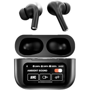 A9Pro Black in Ear Multi Functional Touch Screen Wireless Bluetooth Earphones Compatible with Dual System 5.4 Bluetooth IPX4 Waterproof