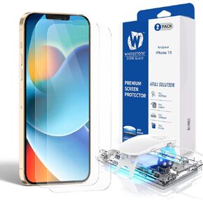 DOME GLASS Whitestone Screen Protector for iPhone 14 Pro Max (6.7"), Full Tempered Glass Shield with Liquid Dispersion Tech [Easy to Install Kit] Smart Phone Screen Guard - 2pack in Kuwait