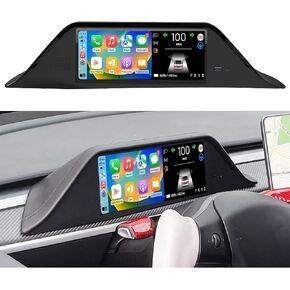 HUD Compatible with Tesla Model 3 2017-2023 Model Y 2019-2023 with Wireless Carplay Android Auto, 8.9 Inch Front Touchscreen Smart Dashboard Steering Wheel Control/Music/Map