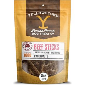 Yellowstone Limited Ingredient Dog Treats Beef Sticks - Healthy Dog Treats Made in USA - Air Dried Beef Collagen Dog Jerky Treats - Crunchy & Chewy Dog Treats - Beef Dog Treats Jerky - 8 oz