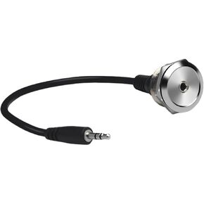 3.5mm TRS Stereo Panel Mount Adapter - Threaded Round Connector, Male to Female Short Cable, for Headphones & Microphones 20cm 0.65FT Silver