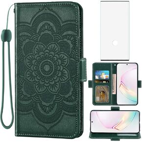 Compatible with Samsung Galaxy Note 10 Plus Glaxay Note10+ 5G Wallet Case Glass Screen Protector Flip Cover Card Holder Cell Phone Cases for Gaxaly Note10 + Notes 10+ Ten Not S10 10Plus Men Rose Gold