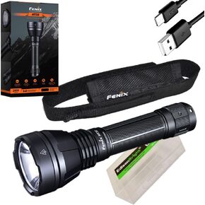 EdisonBright Fenix HT32 high Powered Long Throw Beam 2500 Lumen White/red/Green LED Flashlight, Rechargeable Battery, Holster, Brand Battery Carry case Bundle