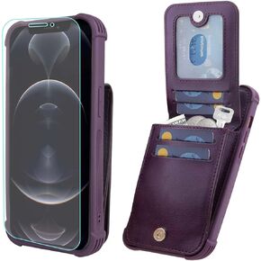 VANAVAGY Compatible for iPhone Xs/iPhone X Wallet Case for Women and Men,Leather Magnetic Clasp Flip Folio Phone Cover with Credit Card Holder and Coin Pocket,Burgundy