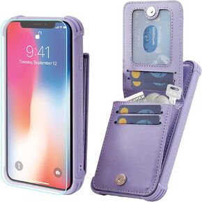 VANAVAGY Compatible for iPhone Xs/iPhone X Wallet Case for Women and Men,Leather Magnetic Clasp Flip Folio Phone Cover with Credit Card Holder and Coin Pocket,Burgundy in Kuwait