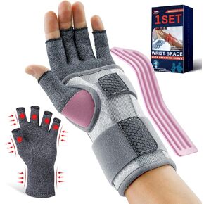 FEATOL مجموعة دعامة معصم للنفق الرسغي وقفازات التهاب المفاصل الضاغطة للنساء - دعامة معصم قصيرة لدعم النهار - تخفيف آلام العمل والكتابة والتهاب الأوتار والالتواء - اليد اليمنى، مقاس متوسط in Kuwait