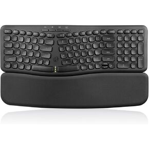 Perixx PERIBOARD-636B US, Wireless Ergonomic Compact USB Keyboard - Wireless 2.4G Technology - Build-in Number Pad - Detachable Wrist Rest - - Silent Typing - Black