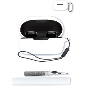 Case for Bose New QuietComfort Earbuds,Soft Protective,Shockproof, BOVUGAC Silicone Case Cover with Keychain & Cleaning Kit & Lanyard-Red