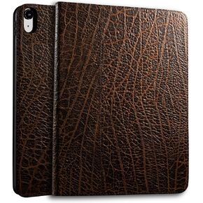 Gexmil Genuine Leather Case for iPad Air 13 Inch M2 2024 with Adjustable Stand,Protective Shockproof Premium Leather Smart Folio Cover Auto Sleep/Wake Anti-Slip, Flower Brown