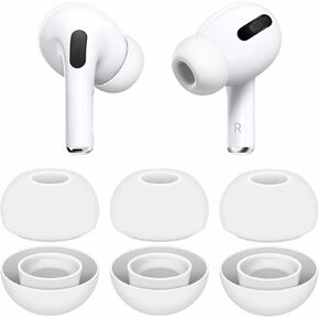3 Pairs Compatible with AirPods Pro 1st 2nd Ear Tips Buds, Large Size Replacement Silicone Rubber Eartips Earbuds Gel Accessories Compatible with AirPods Pro 2 and 1st - L White