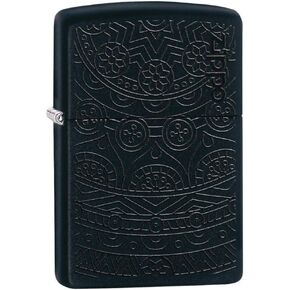 Zippo Pattern Design High Polish Black Pocket Lighter