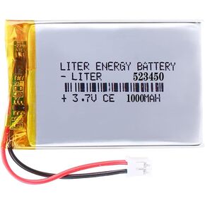 3.7V 523450 1000mAh Lithium Polymer ion Battery Rechargeable Polymer Battery Pack with JST 2.0mm Connector
