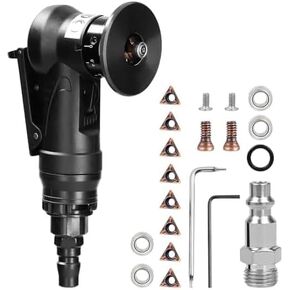 Mini Chamfering Machine, Handheld Air Beveling Machine Pneumatic Tool Air Beveling Tool Edge Beveler for Metal Trimming Arc Corner Deburring Linear Beveling Trimming (6*R+ 6*C blade+6*bearing)
