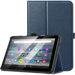 DTTO for All-New Amazon Fire 7 Tablet Case (Only Compatible with 12th Generation, 2022 release), Slim Premium Vegan Leather Folding Stand Cover for Amazon Fire 7 Tablet-Auto Wake/Sleep, Midnight Green