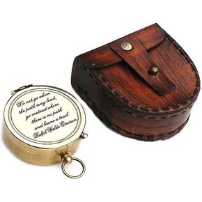 Ralph Waldo Emerson Brass Compass Do not go Poem Compass with Leather Case Rustic Vintage Home Decor Gifts
