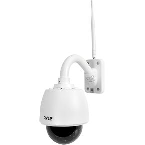 Pyle Outdoor IP Camera Optical Zoom, HD 960p with 32g SD Storage, Weatherproof Wireless WiFi Home Security Surveillance ONVIF H.264, Outdoor PTZ Pan Tilt Dome and 4X Zoom, Smartphone App Monitoring