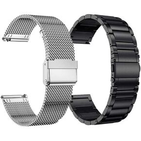 YEEJOK 22mm Watch Bands Compatible for Fossil Gen 6/5 /Gen 5E 44mm/Gen 5 Men's Carlyle/Garrett/Women's Julianna/Gen 4 Explorist HR, Soild Metal Bracelet & Mesh Woven Milanese Loop Strap