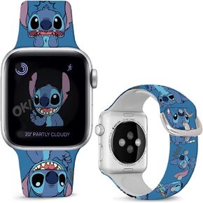 Compatible with Apple Watch Band Stitch Art 49mm 46mm 45mm 44mm 42mm(Series 3 2 1),Soft Silicone Magic Fancy Strap Compatible with iWatch Series SE 10 9 8 7 6 5 4 3 2 1 Kids Men Women