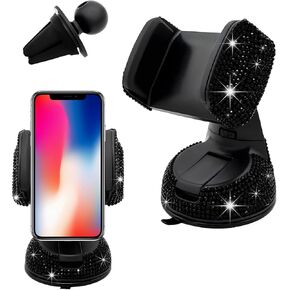 Bling Car Phone Holder, 360° Adjustable Rhinestone Shiny Dashboard Phone Stand, Universal Crystal Phone Mount Holder for Windshield Air Outlet, Bling Phone Holder for Women (Royal Blue)