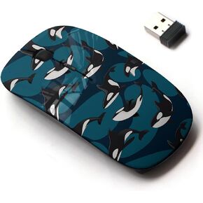 2.4G Wireless Mouse with Cute Pattern Design for All Laptops and Desktops with Nano Receiver - Killer Whale orca
