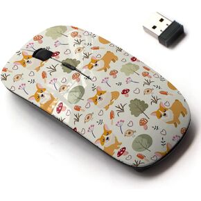 2.4G Wireless Mouse with Cute Pattern Design for All Laptops and Desktops with Nano Receiver - Kids Corgi
