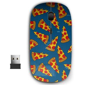 2.4G Ergonomic Portable USB Wireless Mouse for PC, Laptop, Computer, Notebook with Nano Receiver (Pizza Doodle)