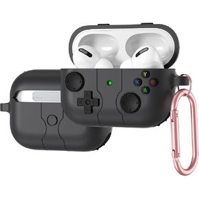 Updated Case for AirPods Pro 2nd/1st Gen with Keychain,Game Player Design Soft Silicone Earphone Protective Shockproof TPU Cover Compatible AirPods Pro 2023/2022/2019 (Dark Gray)