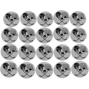 Novel Merk Hockey Sticks, Helmet, & Net Vinyl Stickers - 2" Round Individual Decals for Laptop, Water Bottle, Party Favors, & Decor - Adheres to Clean Surfaces & Waterproof (20 Pack)