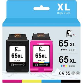 Penguin 65XL Ink Cartridge Replacement for HP 65 for DeskJet 3755 3772 2622 2655 3722 3750 3752 3700 2652 2636 2680 2624 2620 2600 Envy 5055 5052 5010 AMP 100 Printers hp65xl Black and Color