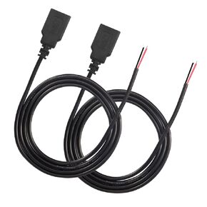 XMSJSIY USB 2.0 Female Pigtail Cable Extension Power Cable 22AWG 5V 3A USB A Socket to 2 Pin Bare Wire Open End Connector for DIY-2 Pcs (0.3M) PLS Test The Neg and Pos Before use