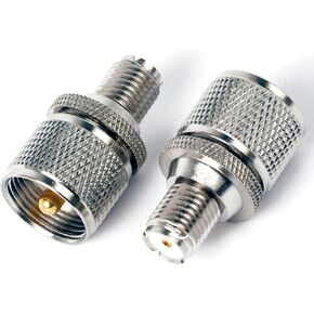 Triswenic UHF Male to Mini UHF Female Adapter Connectors, 4 Teeth Mini UHF Female to UHF Male PL-259 Coaxial Connectors Adapter(Pack of2)