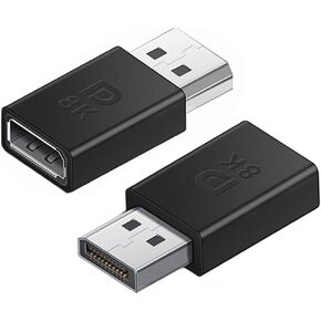 2Pack Displayport Female to Displayport Male Adapter，8K Displayport 1.4 DP convertor with Computer, Desktop, Laptop, PC, Monitor, Projector (Elbow)