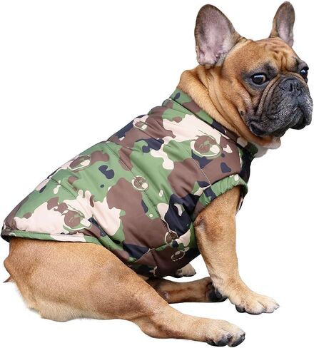 iChoue French Bulldog Frenchie Winter Coats Dog Jackets Cotton Padded Vests for Pug English Boston Terrier Pitbull - Green/Large in Saudi Arabia