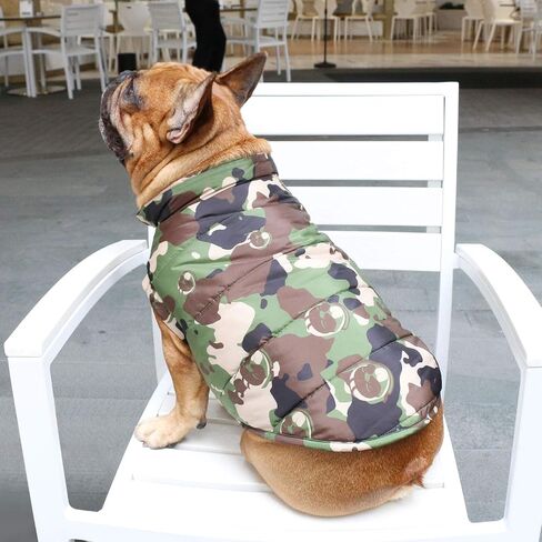 iChoue French Bulldog Frenchie Winter Coats Dog Jackets Cotton Padded Vests for Pug English Boston Terrier Pitbull - Green/Large in Saudi Arabia
