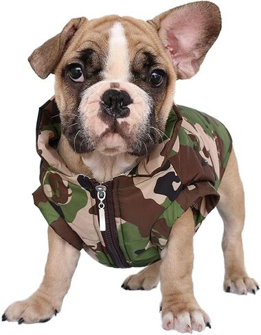 iChoue French Bulldog Frenchie Winter Coats Dog Jackets Cotton Padded Vests for Pug English Boston Terrier Pitbull - Green/Large in Saudi Arabia