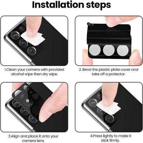 واقي شاشة Galaxy S21 Ultra، واقي شاشة زجاجي مقوى Galaxy S21 Ultra [3+1 Pack] 1 Pack واقي عدسة الكاميرا، واقي شاشة زجاجي مقوى بقوة 9H لهاتف Samsung Galaxy S21 Ultra in Kuwait