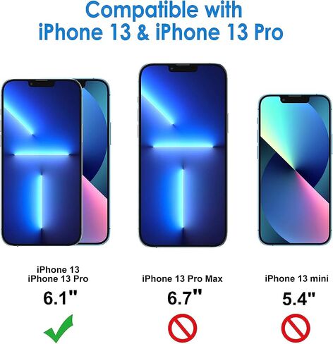 واقي شاشة زجاجي مقوى 9H لهاتف iPhone 13 و13Pro و14 [عبوة من 3 قطع] لشاشة iPhone، صديق للحافظة، مضاد للخدش in Saudi Arabia