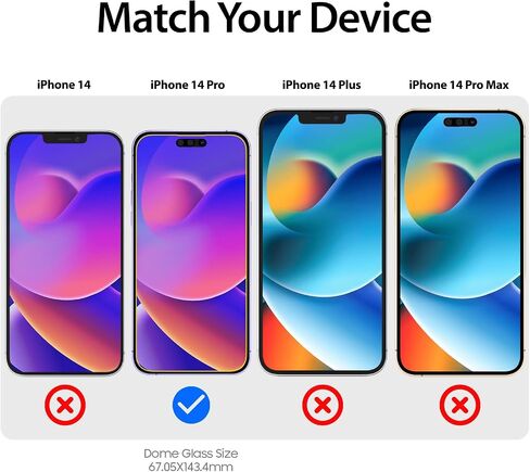 واقي شاشة DOME GLASS Whitestone لهاتف iPhone 14 Pro Max (6.7 بوصة)، درع زجاجي مقوى بالكامل مع تقنية تشتيت السائل [مجموعة سهلة التركيب] واقي شاشة الهاتف الذكي - عبوتان in Kuwait