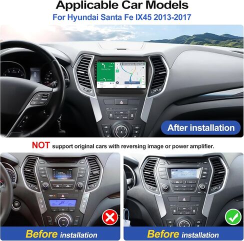 2G + 32G Android 13 ستيريو سيارة لشركة Hyundai Santa Fe 2013-2017 مع Apple CarPlay اللاسلكي Android Auto Mirror Link 9 بوصة تعمل باللمس وراديو السيارة بلوتوث مع نظام تحديد المواقع والملاحة WiFi وكاميرا احتياطية FM وحدة الرأس in Saudi Arabia