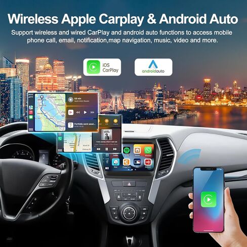 2G + 32G Android 13 ستيريو سيارة لشركة Hyundai Santa Fe 2013-2017 مع Apple CarPlay اللاسلكي Android Auto Mirror Link 9 بوصة تعمل باللمس وراديو السيارة بلوتوث مع نظام تحديد المواقع والملاحة WiFi وكاميرا احتياطية FM وحدة الرأس in Saudi Arabia