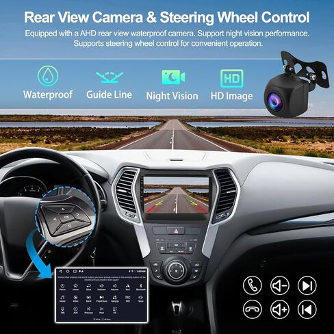 2G + 32G Android 13 ستيريو سيارة لشركة Hyundai Santa Fe 2013-2017 مع Apple CarPlay اللاسلكي Android Auto Mirror Link 9 بوصة تعمل باللمس وراديو السيارة بلوتوث مع نظام تحديد المواقع والملاحة WiFi وكاميرا احتياطية FM وحدة الرأس in Saudi Arabia