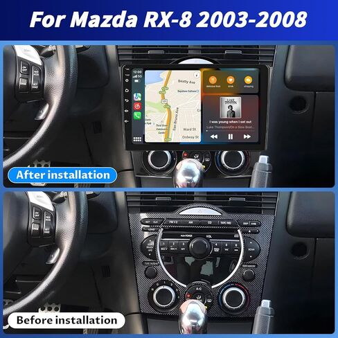 2+64G Android 13 ستيريو سيارة لمازدا RX-8 2003-2008 مع CarPlay Android Auto، شاشة لمس 9 بوصة في لوحة القيادة وراديو GPS مع وصلة واي فاي مرآة بلوتوث FM RDS EQ SWC كاميرا احتياطية in Kuwait