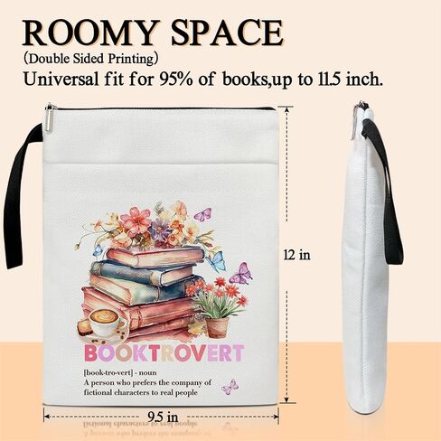 The Romance Reader Book Cover, Book Sleeve with Zipper, Flower Floral Spirit Book Pouch Book Cover Kindle Protector Sleeve, Book Sleeve for Book Lovers Gifts for Women Librarian Bookworm Bookish -12 in Saudi Arabia