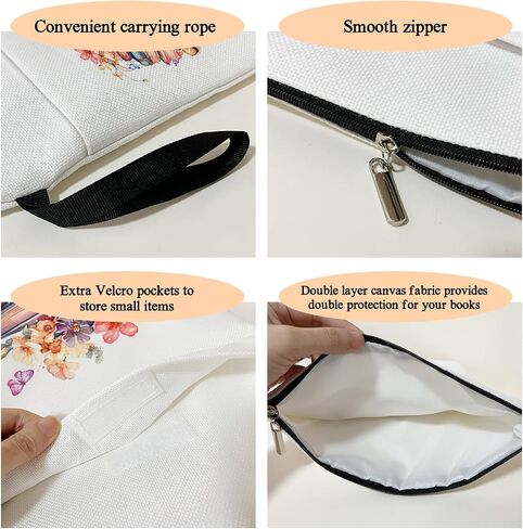 The Romance Reader Book Cover, Book Sleeve with Zipper, Flower Floral Spirit Book Pouch Book Cover Kindle Protector Sleeve, Book Sleeve for Book Lovers Gifts for Women Librarian Bookworm Bookish -12 in Saudi Arabia